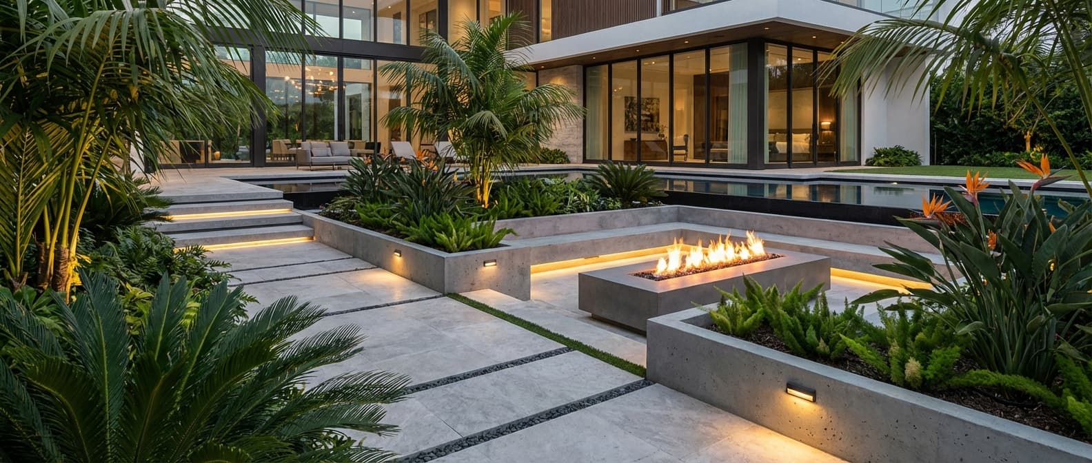 Modern luxury landscaping and hardscape design